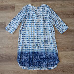 Faded Glory Blue and White Patterned Dress